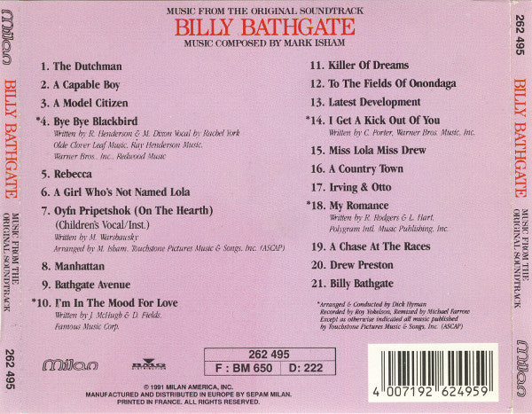 Mark Isham : Billy Bathgate (Music From The Original Soundtrack) (CD, Album)