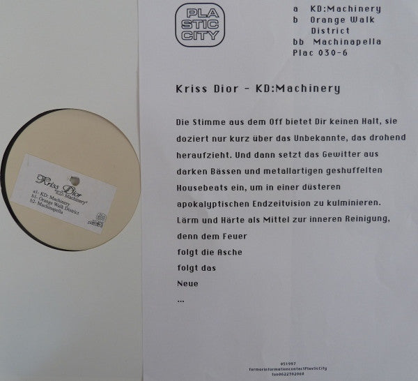 Kriss Dior : KD:Machinery (12", Promo, W/Lbl)