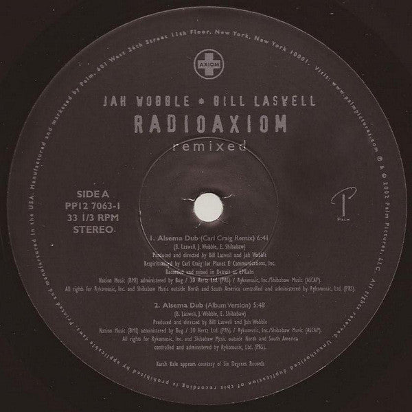 Jah Wobble & Bill Laswell : Radioaxiom Remixed (12", Ltd)