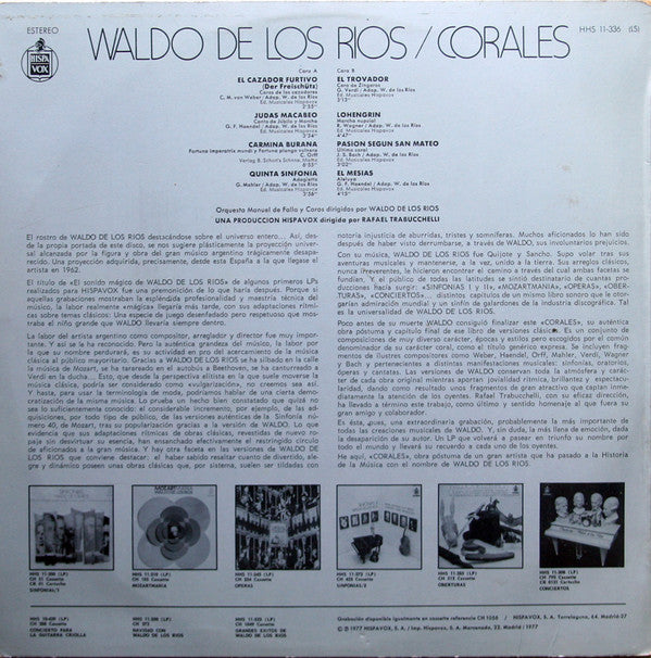 Waldo De Los Rios : Corales (LP, Album)