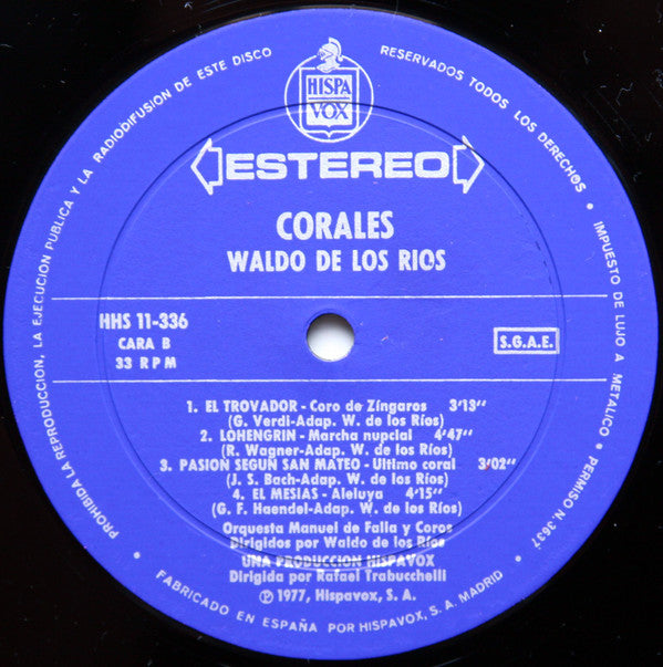 Waldo De Los Rios : Corales (LP, Album)
