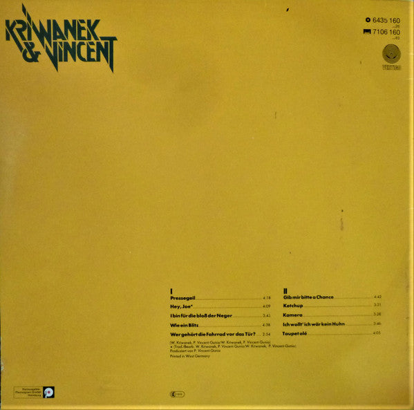 Wolle Kriwanek & Paul Vincent : Kriwanek & Vincent (LP, Album)