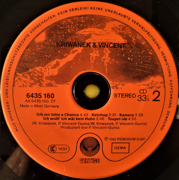 Wolle Kriwanek & Paul Vincent : Kriwanek & Vincent (LP, Album)