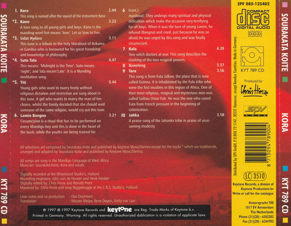 Sourakata Koité : Kora (CD, Album)