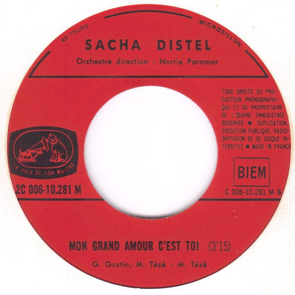 Sacha Distel : La Pétanque / Mon Grand Amour C'est Toi (7", Single)