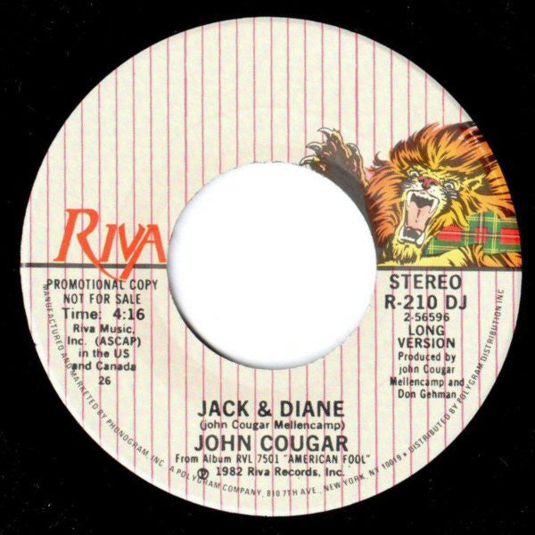 John Cougar Mellencamp : Jack & Diane (7", Promo)