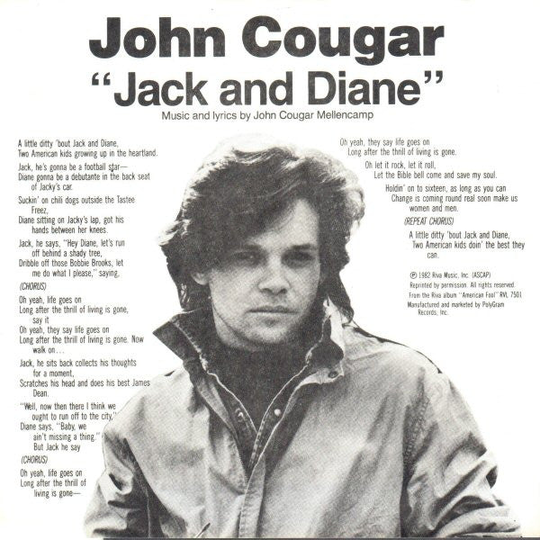 John Cougar Mellencamp : Jack & Diane (7", Promo)