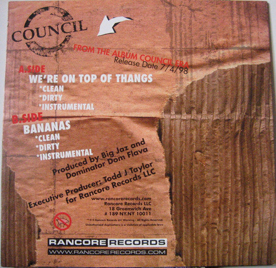 Council : We're On Top Of Thangs / Banannas (12")