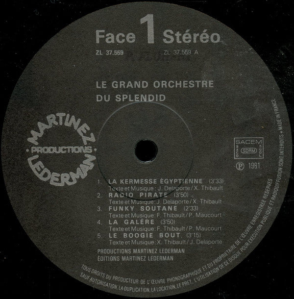 Le Grand Orchestre Du Splendid : La Kermesse Egyptienne (LP, Album)