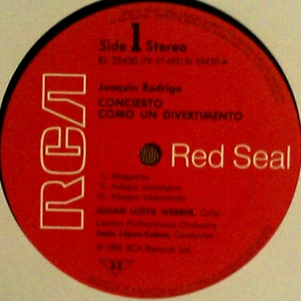 Julian Lloyd Webber, London Philharmonic Orchestra, Jesús López-Cobos : Rodrigo Cello Concerto / Lalo Cello Concerto (LP)