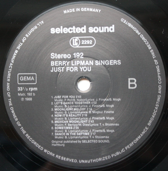 Berry Lipman Singers : Just For You (LP)