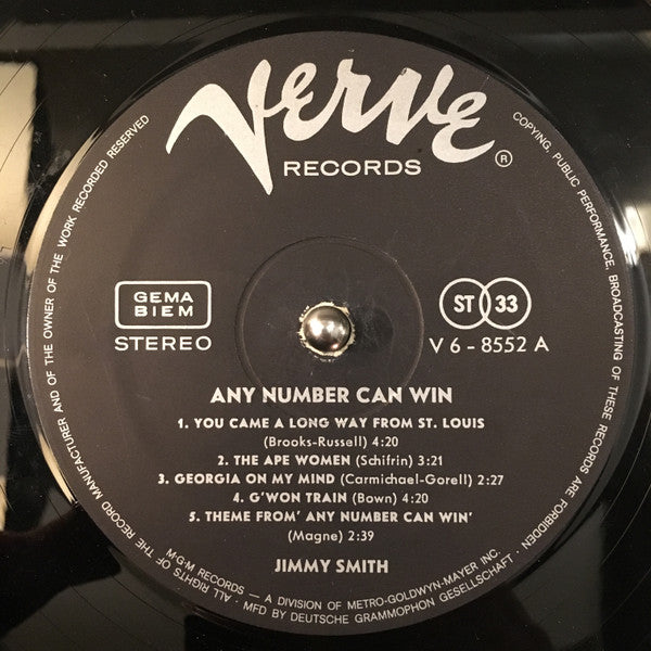 Jimmy Smith : Any Number Can Win (LP, Album)