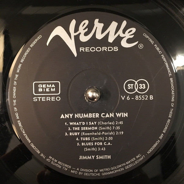 Jimmy Smith : Any Number Can Win (LP, Album)