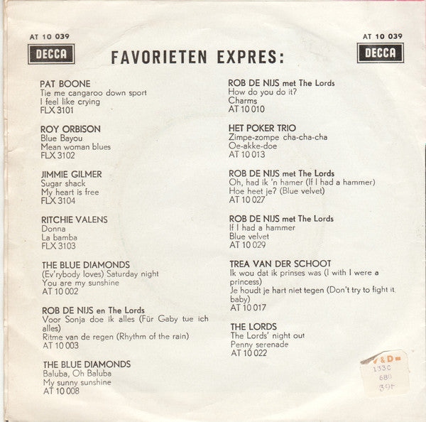 The Blue Diamonds : Hey! Ba-Ba-Re-Bop / Up Above My Head (7", Single, Mono)