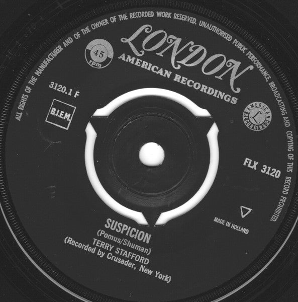 Terry Stafford : Suspicion / Judy (7", Single, Mono)