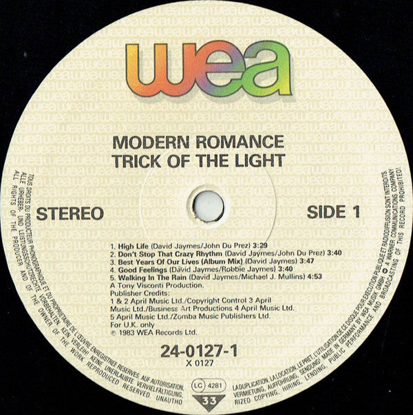 Modern Romance : Trick Of The Light (LP, Album)