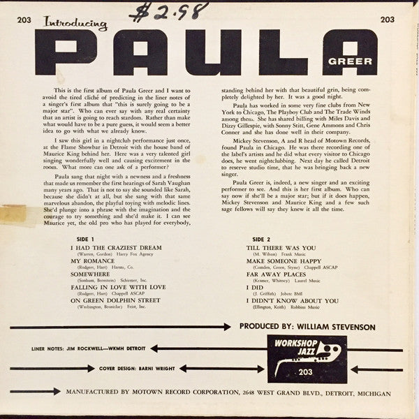 Paula Greer : Introducing . . . Paula Greer (LP, Album, Mono)