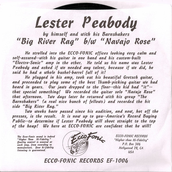 Lester Peabody : Big River Rag (7", Single)