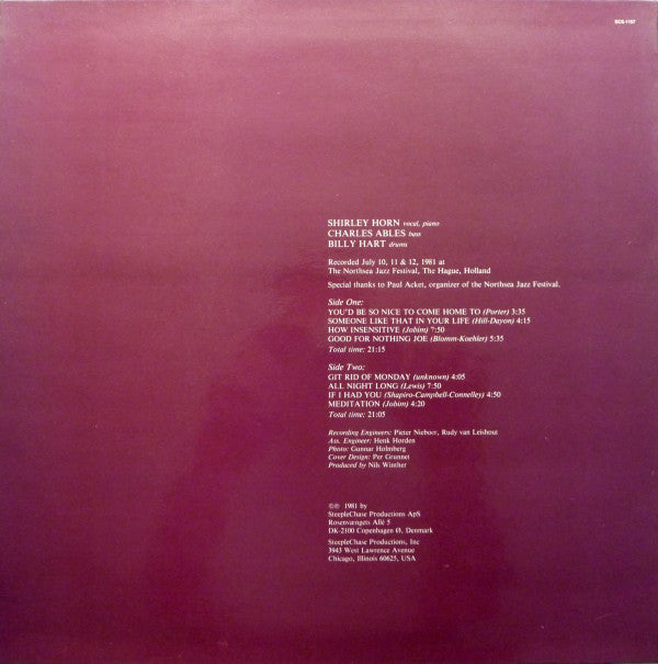 Shirley Horn Trio : All Night Long (LP, Album)