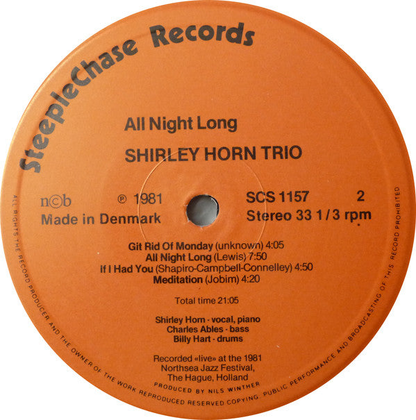 Shirley Horn Trio : All Night Long (LP, Album)