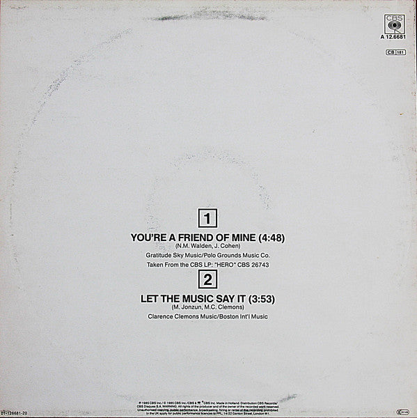 Clarence Clemons And Jackson Browne : You're A Friend Of Mine (12", Maxi)