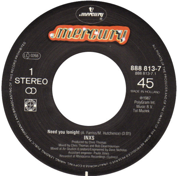 INXS : Need You Tonight (7", Single)