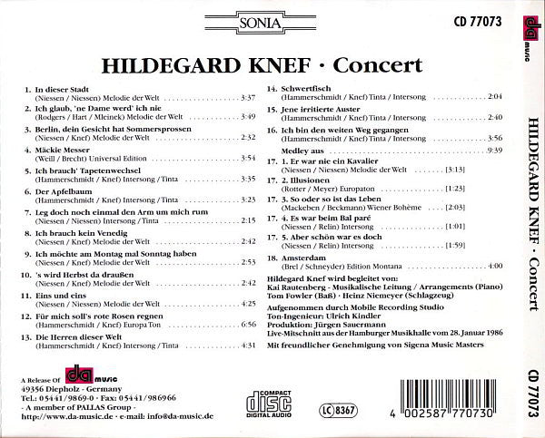 Hildegard Knef : Concert - Ihre Größten Erfolge (CD, Album)