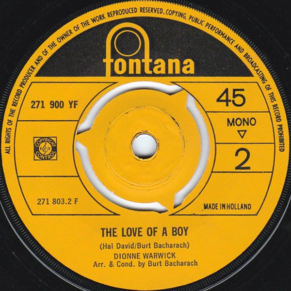 Dionne Warwick : Anyone Who Had A Heart / The Love Of A Boy (7", Single, Mono, Pus)