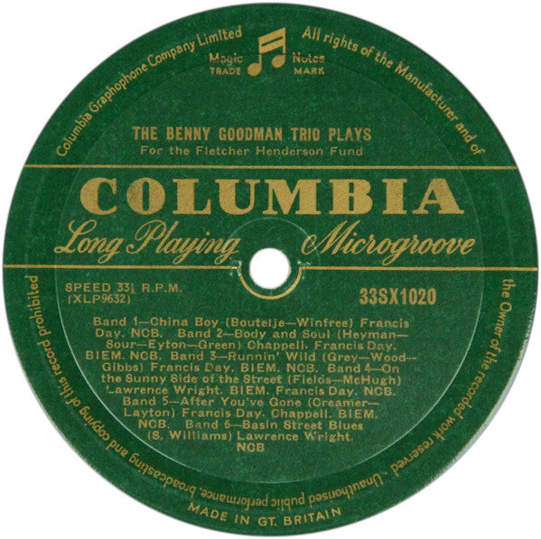 The Benny Goodman Trio* : Plays For The Fletcher Henderson Fund (LP, Mono)