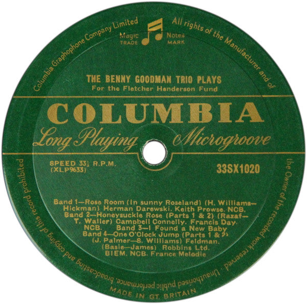 The Benny Goodman Trio* : Plays For The Fletcher Henderson Fund (LP, Mono)
