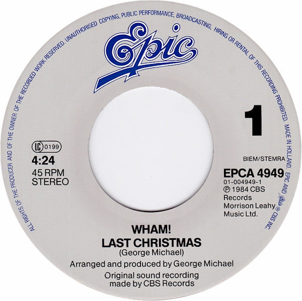 Wham! : Last Christmas (7", Single)