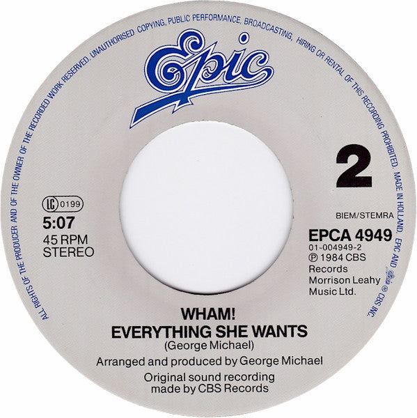 Wham! : Last Christmas (7", Single)