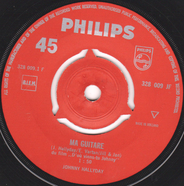 Johnny Hallyday : Ma Guitare / Quitte-Moi Doucement (7", Single, Mono)