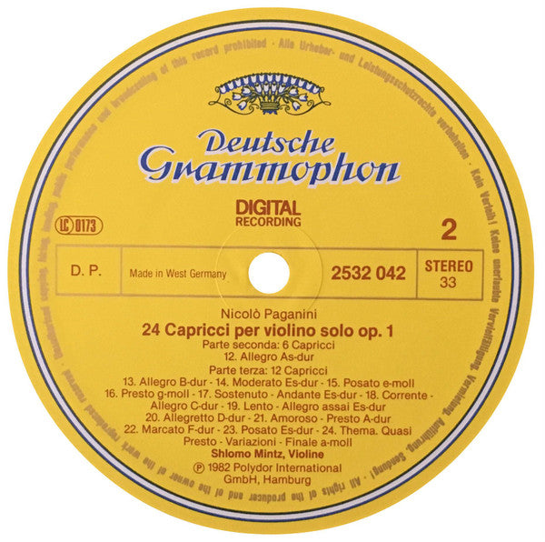Niccolò Paganini - Shlomo Mintz : 24 Capricci Per Violino Solo Op.1 (LP, Album, Dig)