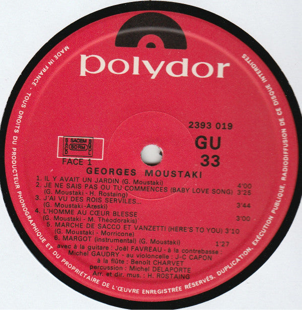 Georges Moustaki : Georges Moustaki (LP, Album, Gat)
