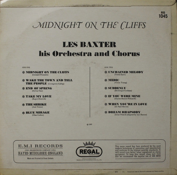 Les Baxter, His Chorus* And Orchestra* : Midnight On The Cliffs (LP, Album, Mono, RE)