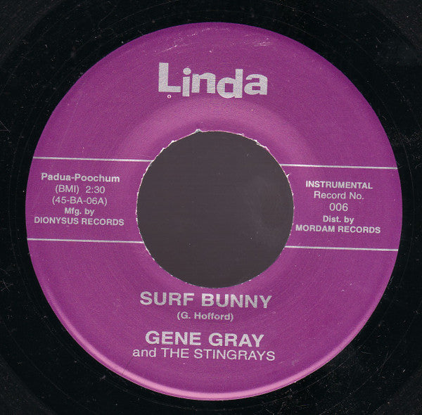 Gene Gray And The Stingrays* : Surf Bunny / Surfer's Mood (7", Single, RE)