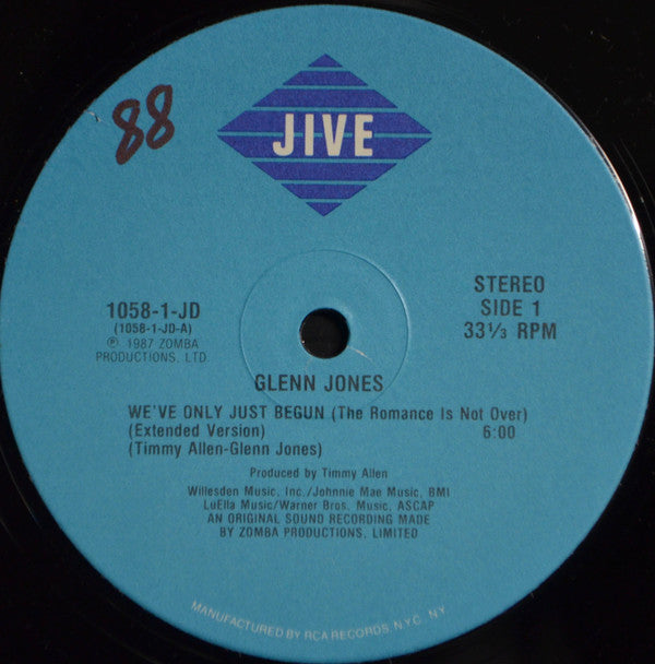 Glenn Jones : We've Only Just Begun (The Romance Is Not Over) (12")