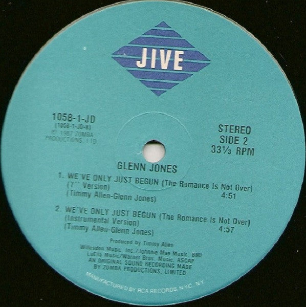 Glenn Jones : We've Only Just Begun (The Romance Is Not Over) (12")