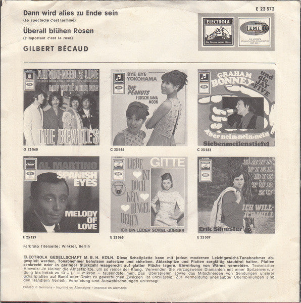 Gilbert Bécaud : Dann Wird Alles Zu Ende Sein (Le Spectacle C'est Terminé) (7", Single)