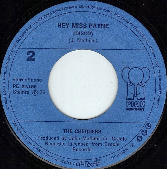 The Chequers : Hey Miss Payne (7", Single)