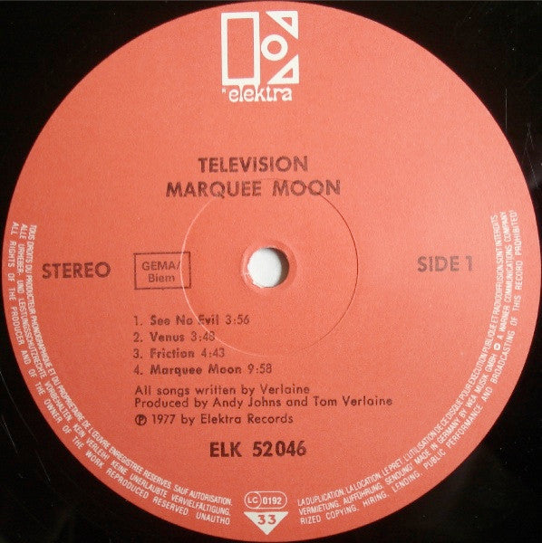 Television : Marquee Moon (LP, Album, RE)