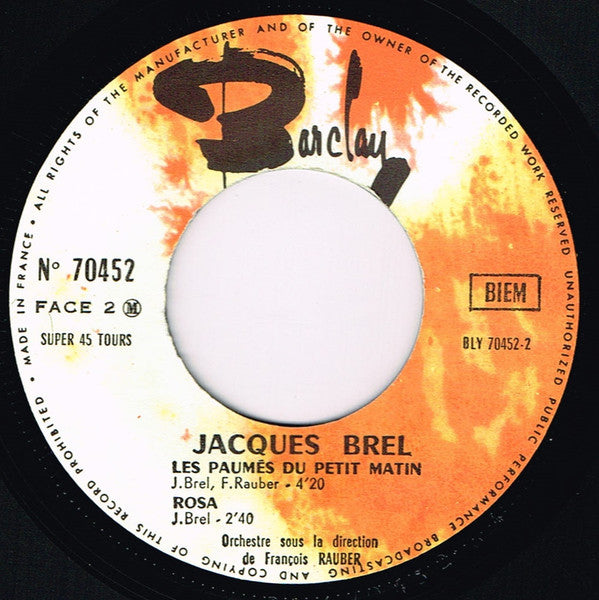 Jacques Brel : Les Paumés Du Petit Matin (7", EP)