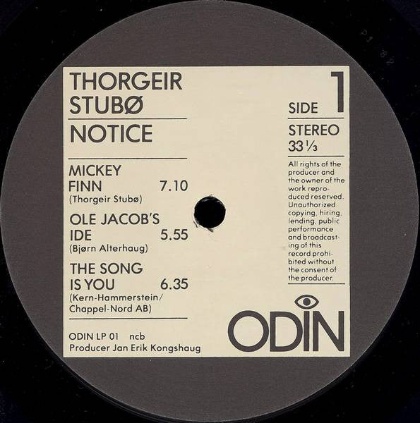 Thorgeir Stubø : Notice (LP, Album)