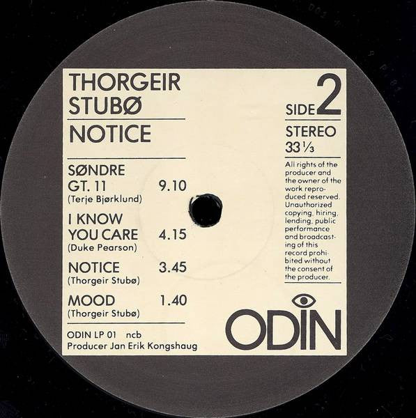 Thorgeir Stubø : Notice (LP, Album)
