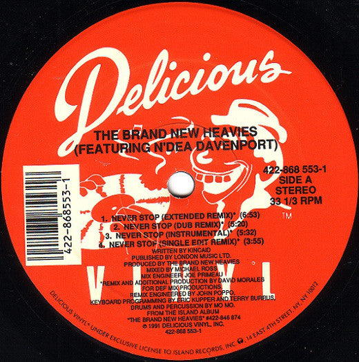 The Brand New Heavies Featuring N'Dea Davenport : Never Stop (12")