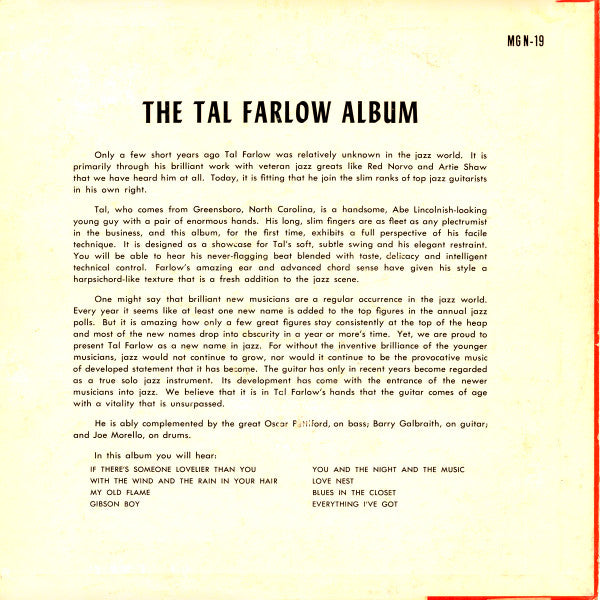 Tal Farlow : The Tal Farlow Album (10", Album)