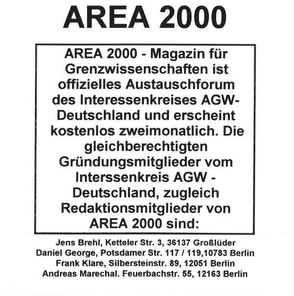 Frank Klare : Area 2000 (CDr, Album)