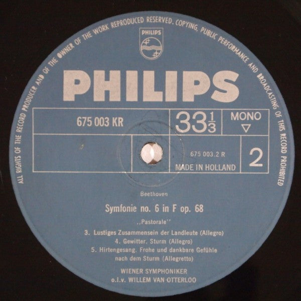Ludwig Van Beethoven - Wiener Symphoniker, Willem van Otterloo : Symphonie Nr. 6 In F-dur op. 68 (Pastorale) (10", Mono)