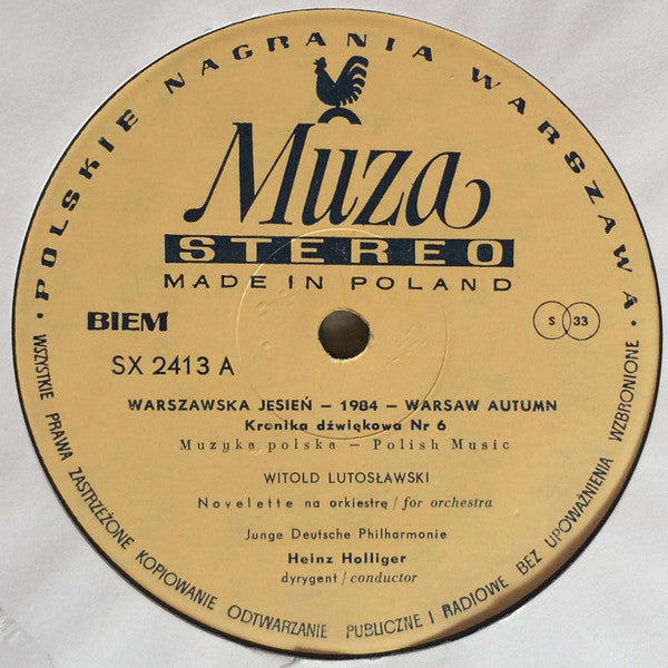 Witold Lutoslawski / Krzysztof Meyer : Warszawska Jesień 1984 - Warsaw Autumn - Kronika Dźwiękowa Nr 6 (LP, Album)